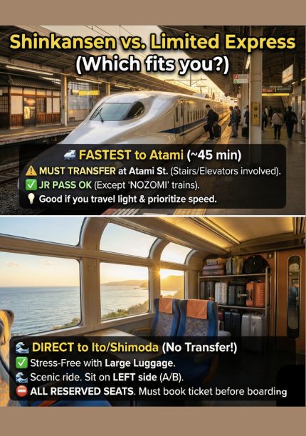 Sample page: Shinkansen vs. Limited Express comparison